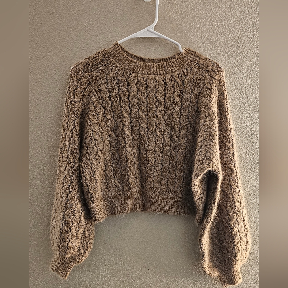 Cotton On Brown Cable Knit Cropped Sweater Size XXS